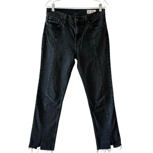 Gap 90s Straight High Rise Jeans Womens 29/8 Black Raw Hem Denim